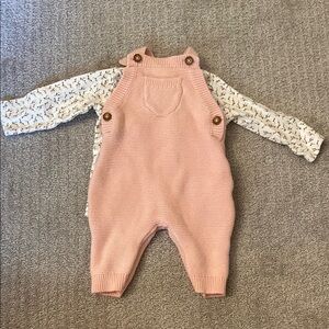 Carter's Pink Knit Overalls Set